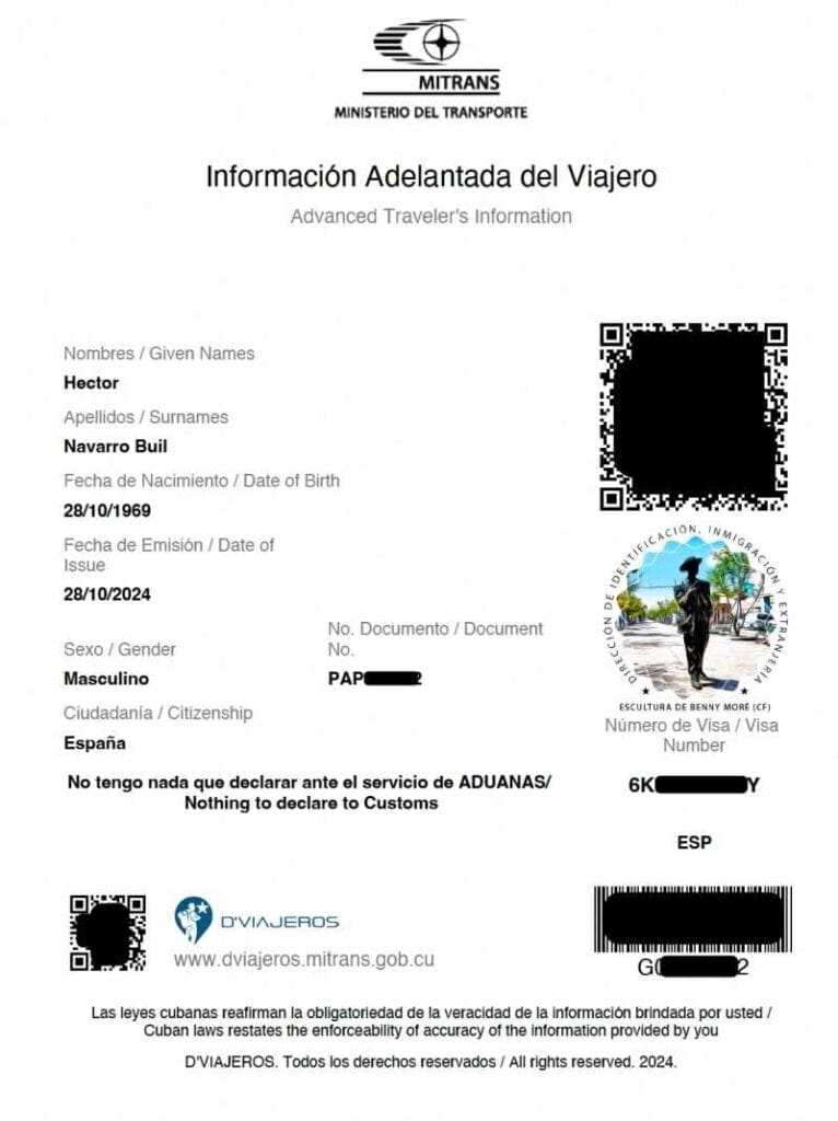 Documento D-viajeros Cuba