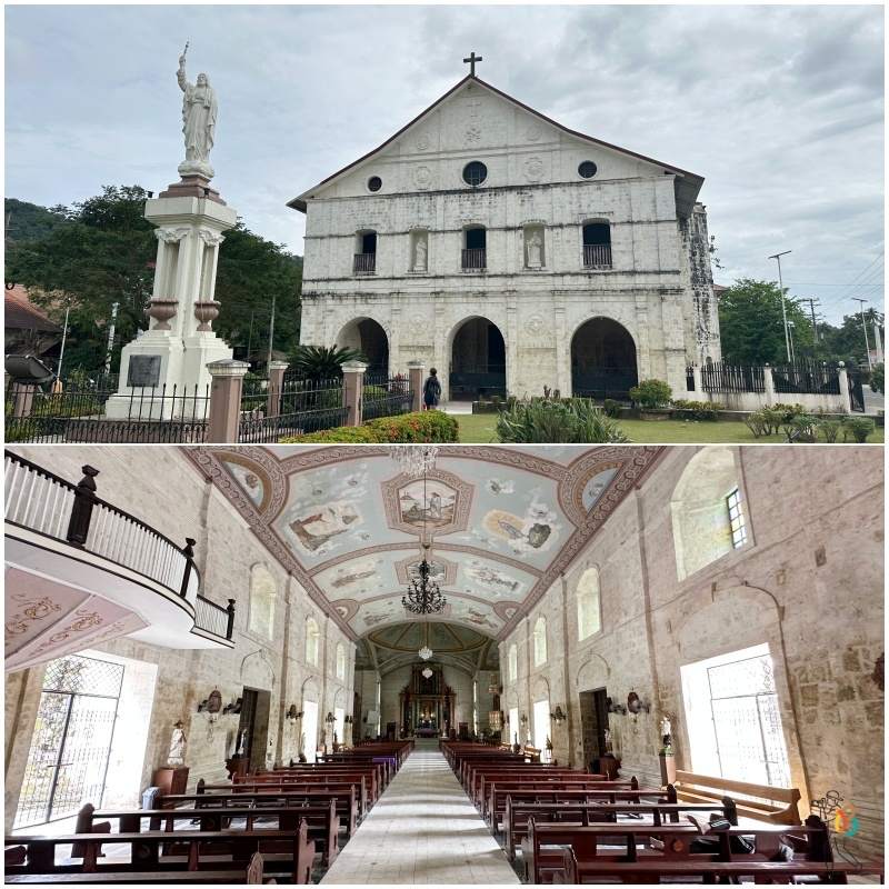 fachada e interior de la Iglesia de San Pedro Apóstol de loboc