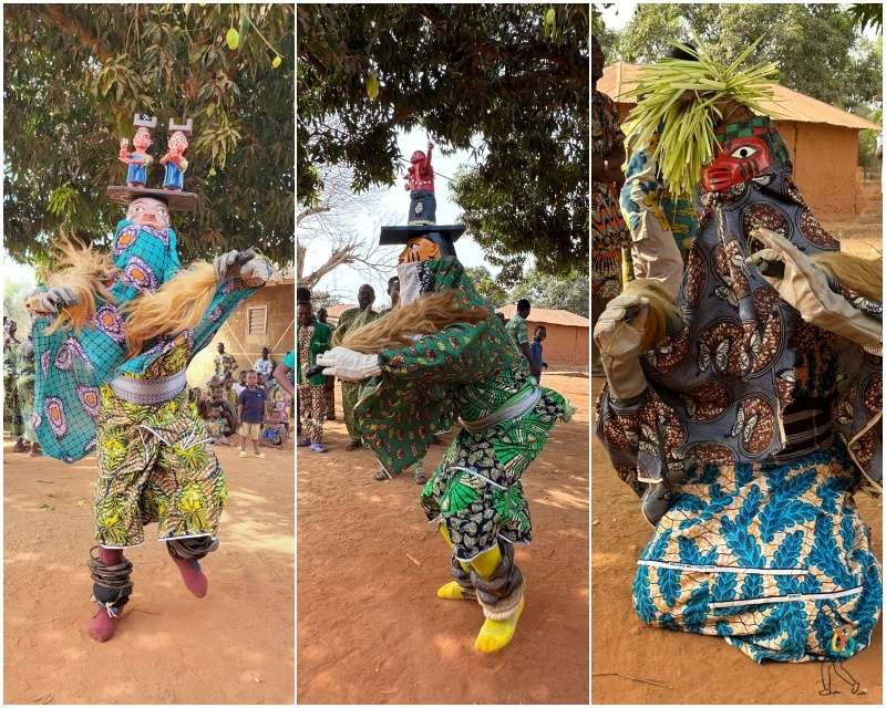 Baile de máscaras de la ceremonia Gelede en Cové